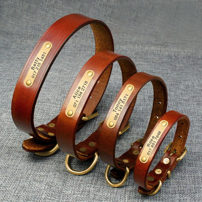 Collier chien cuir véritable personnalisé