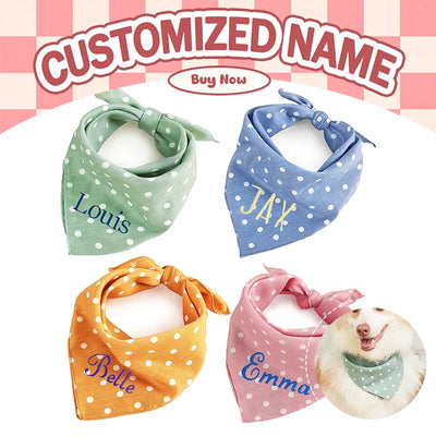 Bandana chien à pois personnalisé