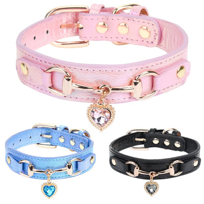 Collier Chien Cuir Strass