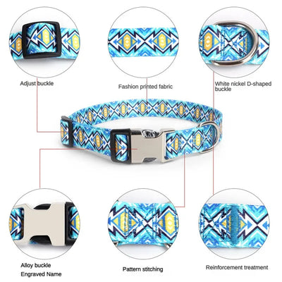 Collier chien nylon imprimé personnalisé