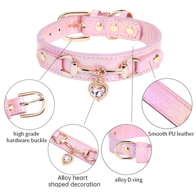Collier Chien Cuir Strass