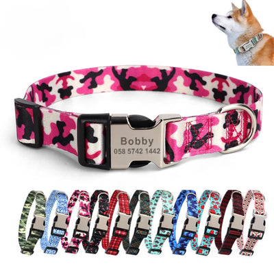 Collier chien nylon imprimé personnalisé