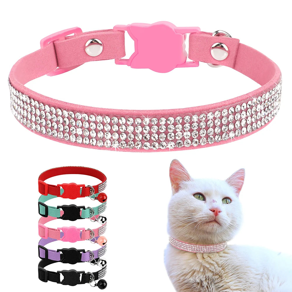 Collier Chat Daim Strass