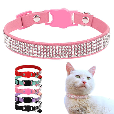 Collier Chat Daim Strass