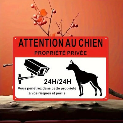 Plaque attention chien silhouette