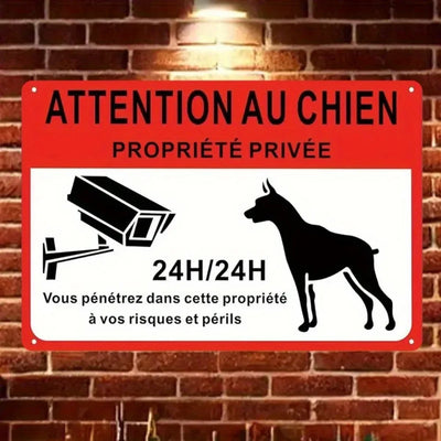 Plaque attention chien silhouette