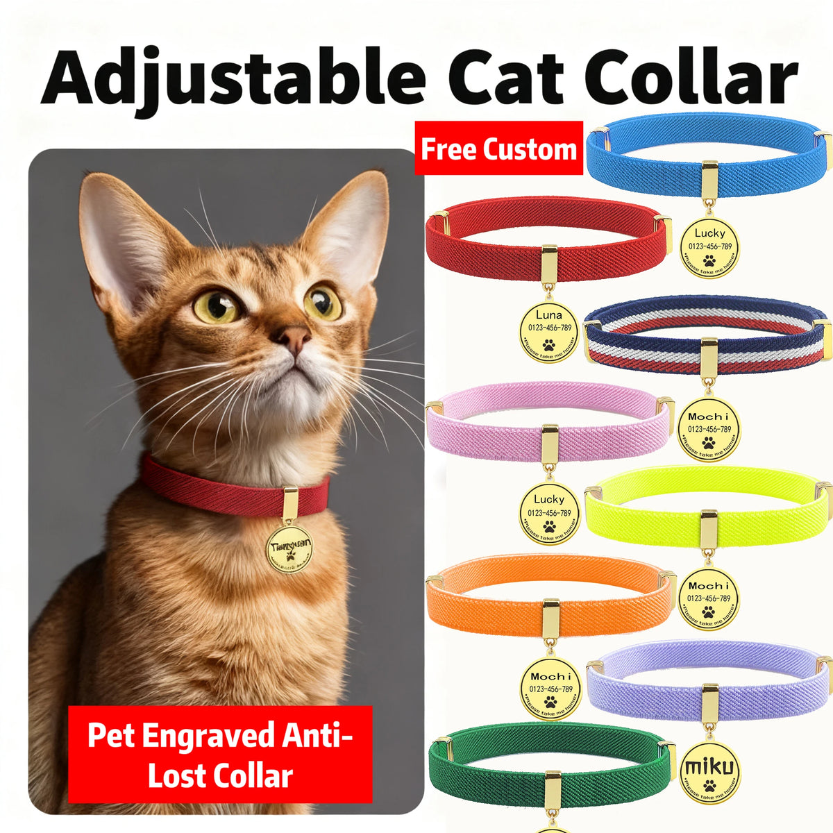 Collier Chat Porte-AirTag Personnalisé