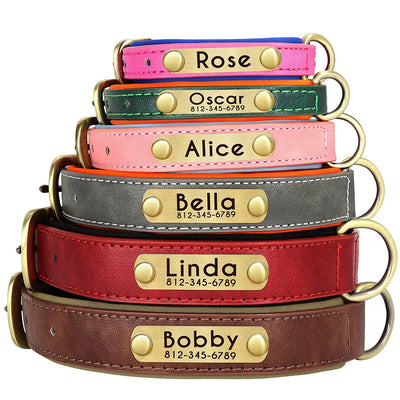 Collier et laisse cuir chien personnalisés