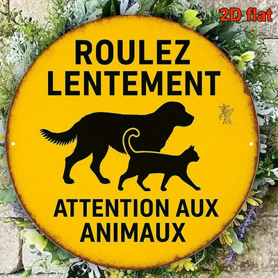 Plaque ralentir attention animaux