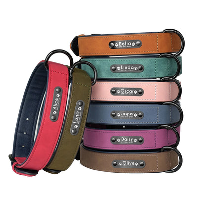 Collier chien cuir patte personnalisé