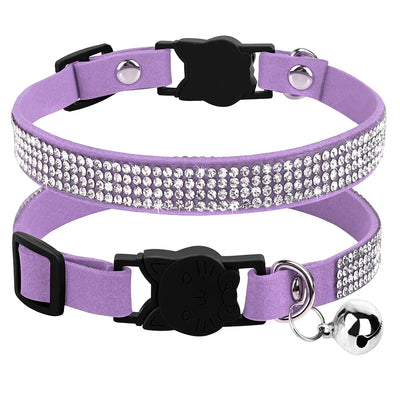 Collier Chat Daim Strass