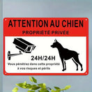 Plaque attention chien silhouette