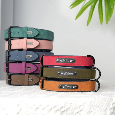 Collier chien cuir patte personnalisé