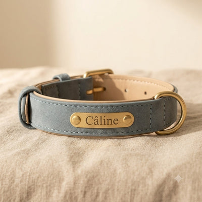 Collier chien cuir anti-perte personnalisé — La Patterie