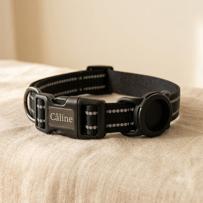 Collier chien cuir compatible AirTag — La Patterie