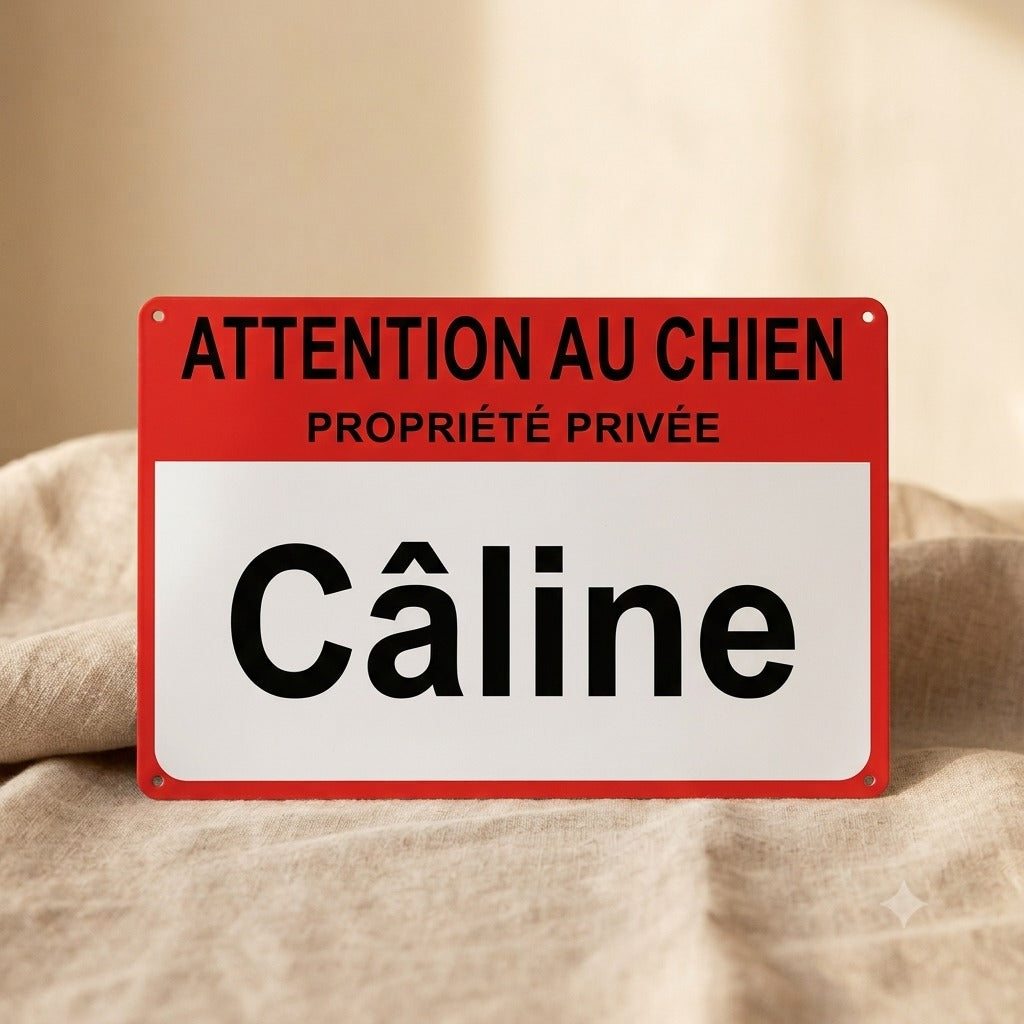 Plaque attention chien silhouette — La Patterie