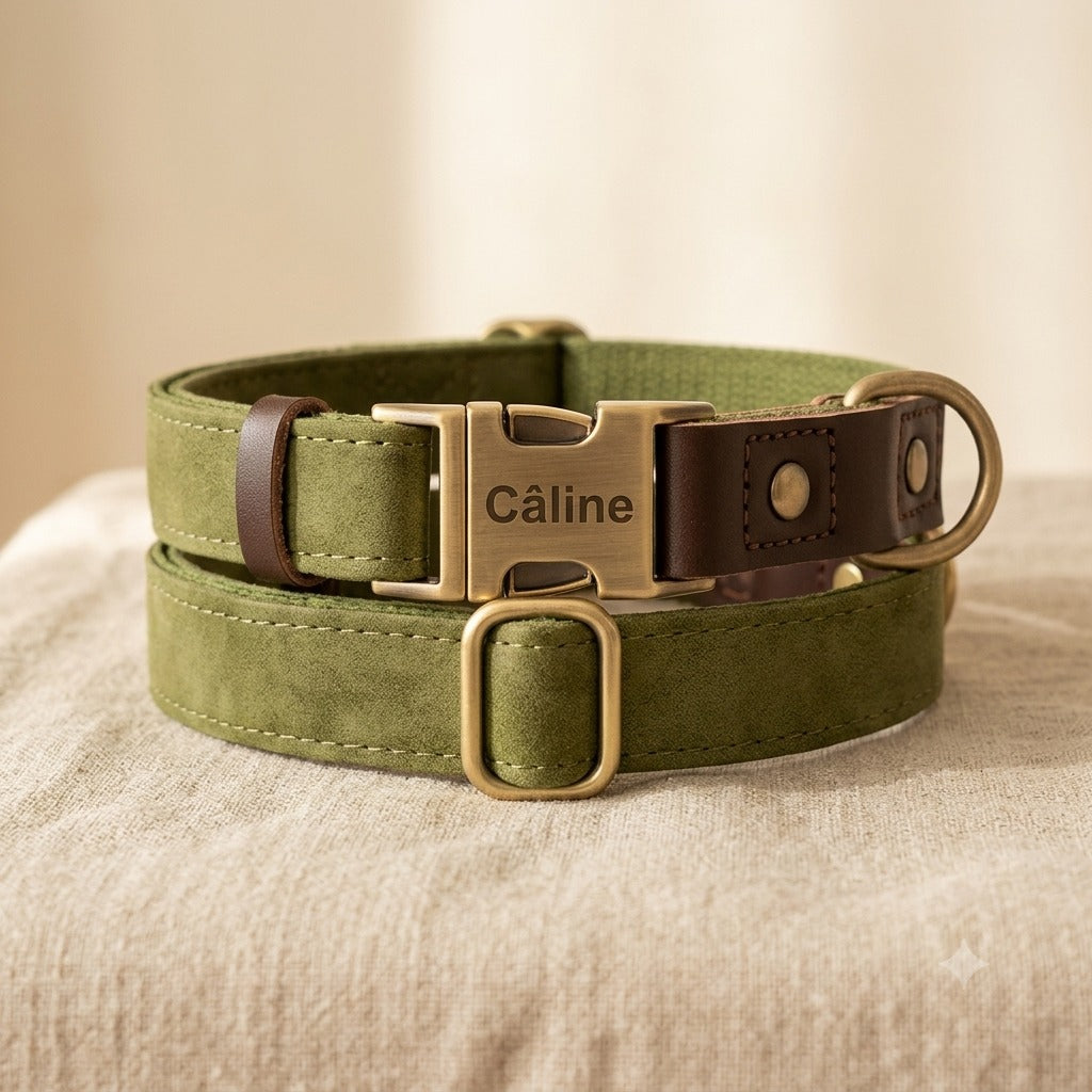 Collier petit chien en cuir personnalisé — La Patterie