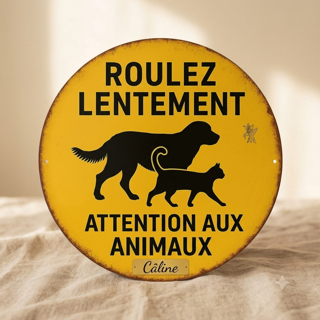 Plaque ralentir attention animaux — La Patterie