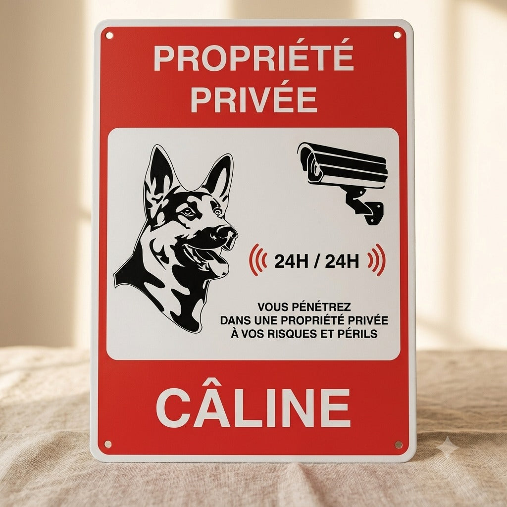 Plaque surveillance propriété chien — La Patterie