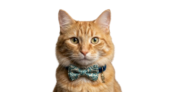 Chat tigré orange avec collier de sécurité